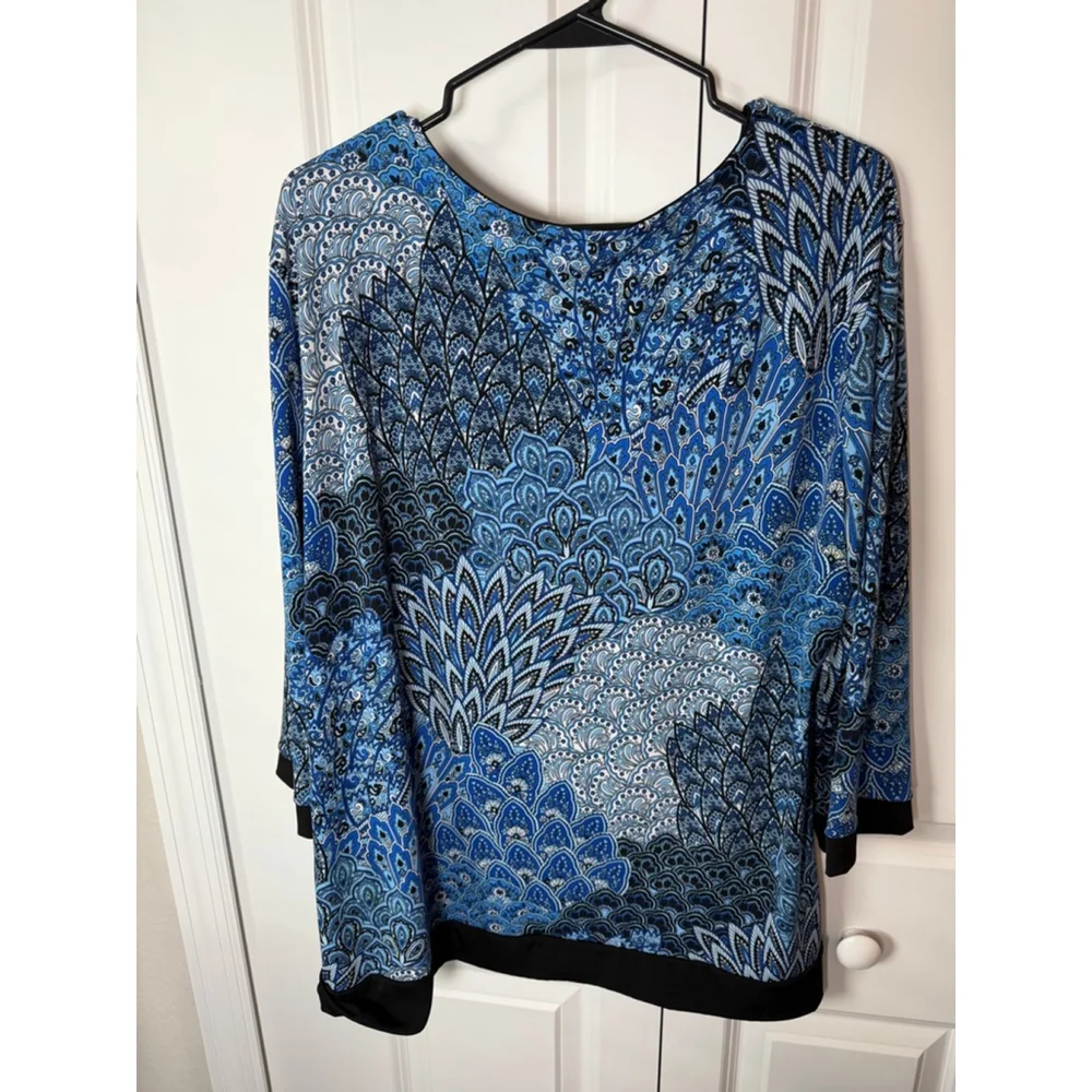 Misia Blue Paisley Tunic Top Plus Size 1X - Picture 2 of 8